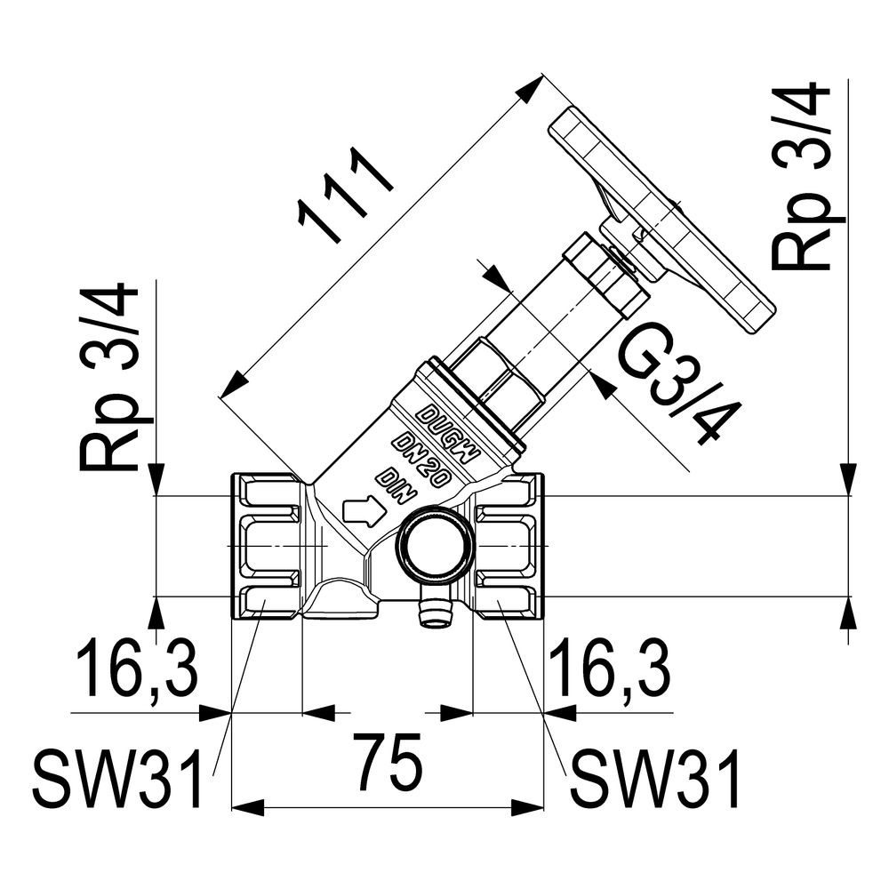 Schlösser Freistromventil mit Muffenanschluss, Entleerung und nichtsteigender... SCHLOESSER-0015302000001 4044997114407 (Abb. 2)