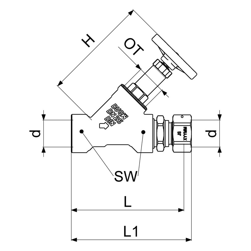 Schlösser Freistromventil mit Verschraubung, ohne Entleerung und mit nichtste... SCHLOESSER-0015352500001 4044997114636 (Abb. 2)