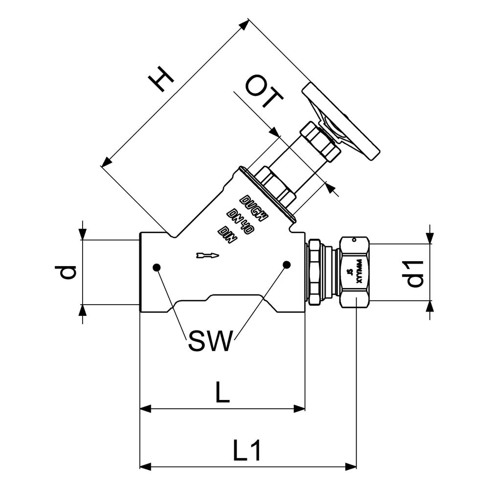 Schlösser Freistromventil mit Verschraubung, ohne Entleerung und mit nichtste... SCHLOESSER-0015354000001 4044997251164 (Abb. 2)