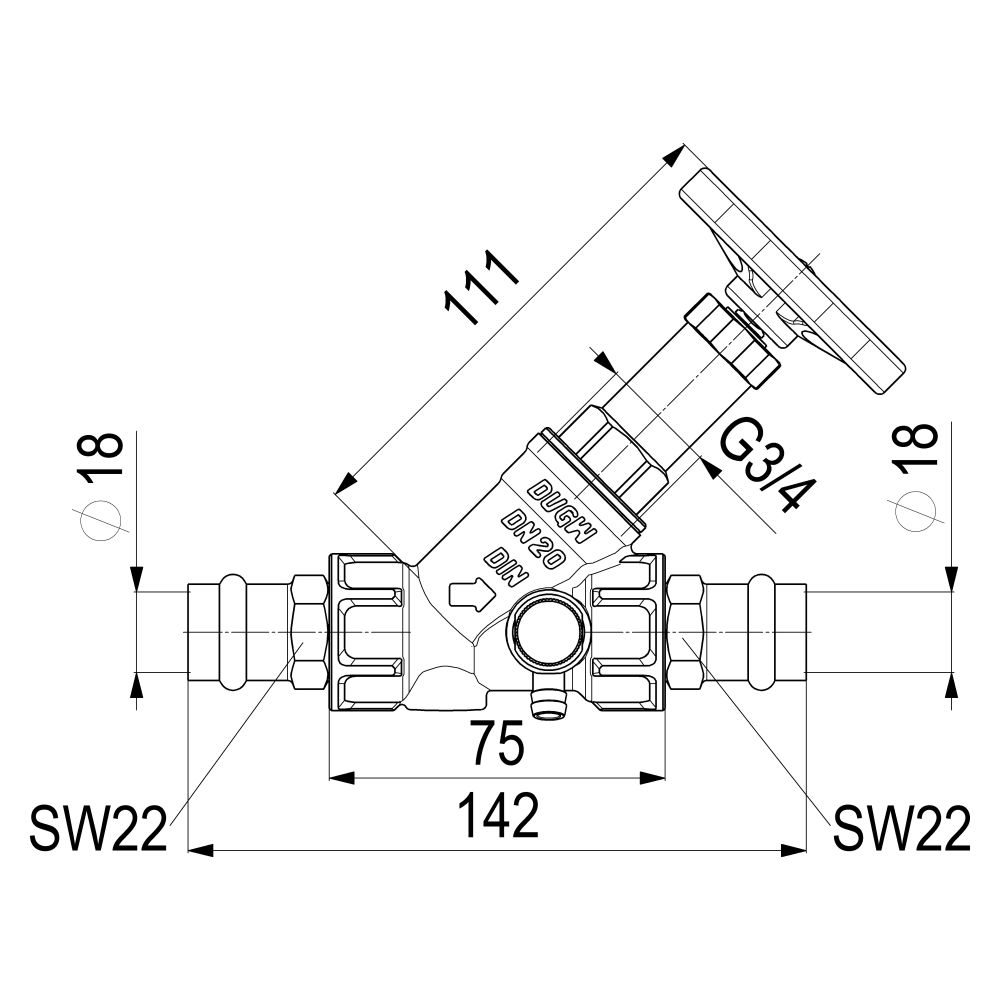 Schlösser Freistromventil mit Pressanschluss IG, Entleerung und nichtsteigend... SCHLOESSER-0015381800001 4044997171288 (Abb. 2)