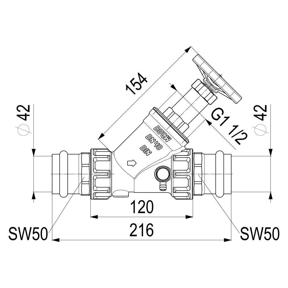 Schlösser Freistromventil mit Pressanschluss IG, Entleerung und nichtsteigend... SCHLOESSER-0015384200001 4044997171325 (Abb. 2)