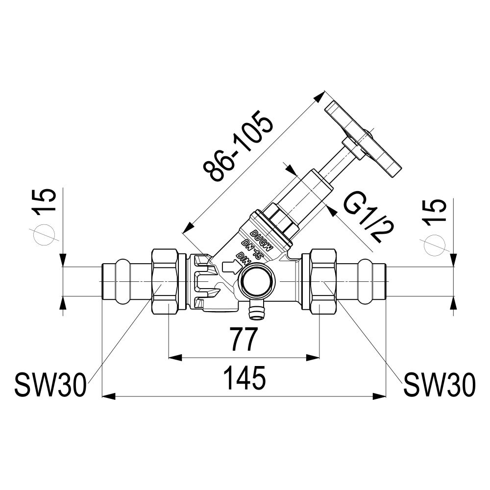 Schlösser Freistromventil mit Pressanschluss AG MULTI, Entleerung und steigen... SCHLOESSER-0015571500001 4044997171677 (Abb. 2)