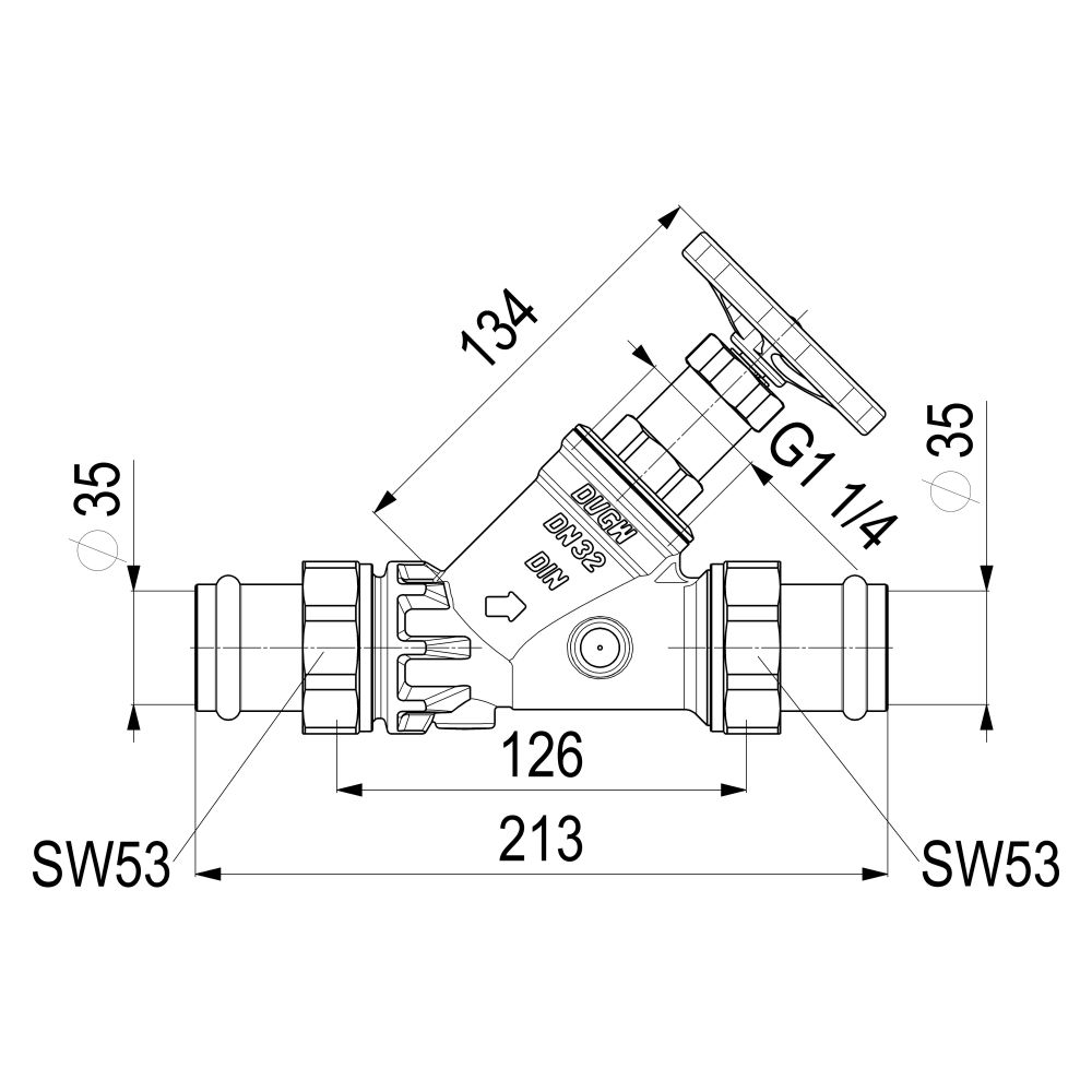 Schlösser Freistromventil mit Pressanschluss AG MULTI, ohne Entleerung und mi... SCHLOESSER-0015823500001 4044997171929 (Abb. 2)
