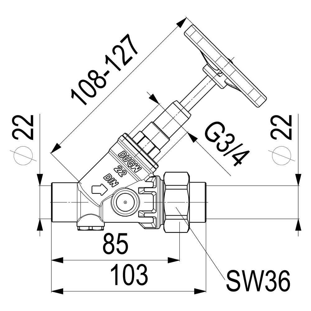 Schlösser KFR-Ventil ohne Entleerung, mit Lötverschraubung im Ausgang und ste... SCHLOESSER-0016402200001 4044997117767 (Abb. 2)