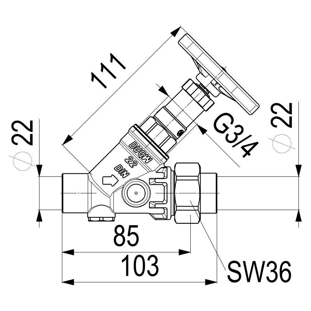 Schlösser KFR-Ventil ohne Entleerung, mit Lötverschraubung im Ausgang und nic... SCHLOESSER-0016702200001 4044997118078 (Abb. 2)