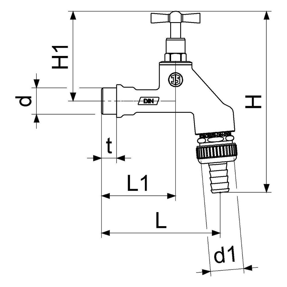 Schlösser Auslaufventil mit Rohrbelüfter, RV, Schlauchverschraubung und Knebe... SCHLOESSER-0017501520001 4044997120620 (Abb. 2)