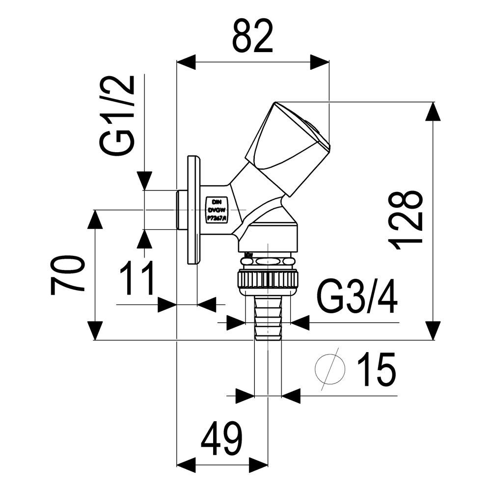 Schlösser Geräteschrägsitzventil mit Rohrbelüfter, Schlauchverschraubung und ... SCHLOESSER-0017651550001 4044997121115 (Abb. 2)