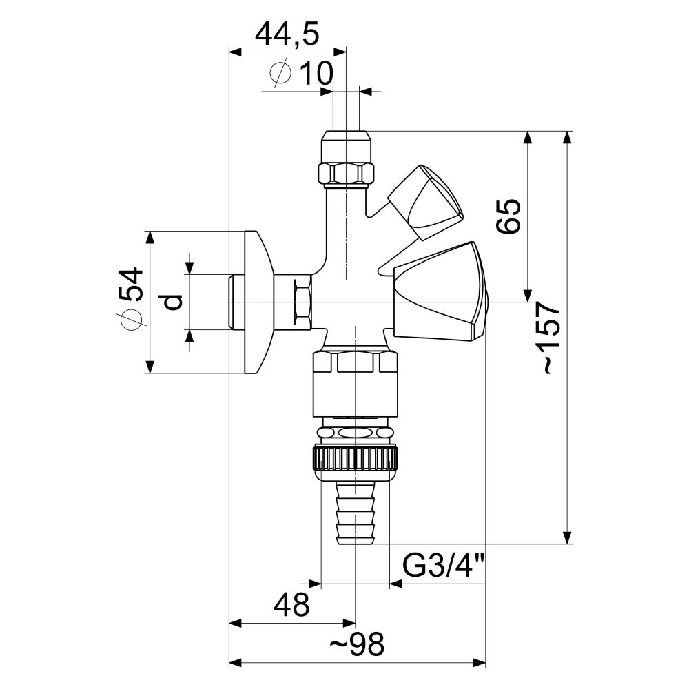 Schlösser Kombi-Eckventil nicht selbstdichtend, mit Rohrbelüfter, Schlauchver... SCHLOESSER-0017801550001 4044997121238 (Abb. 2)