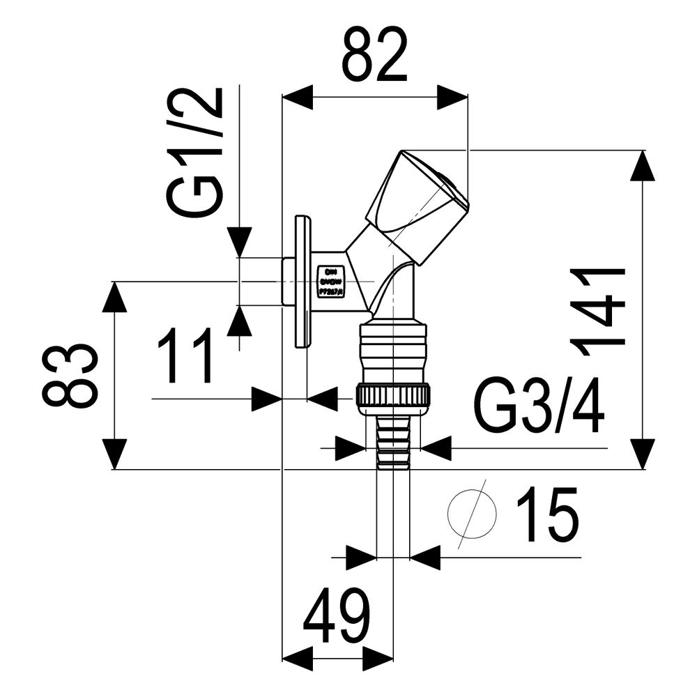 Schlösser Geräteschrägsitzventil mit RV, Schlauchverschraubung, Dreikantgriff... SCHLOESSER-0017831550001 4044997202180 (Abb. 2)