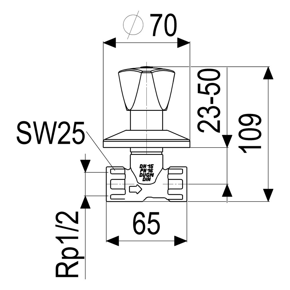 Schlösser Unterputzventil mit Dreikanthaubengriff, DN 15, 1/2" IG, Messing... SCHLOESSER-0017901500001 4044997121290 (Abb. 2)