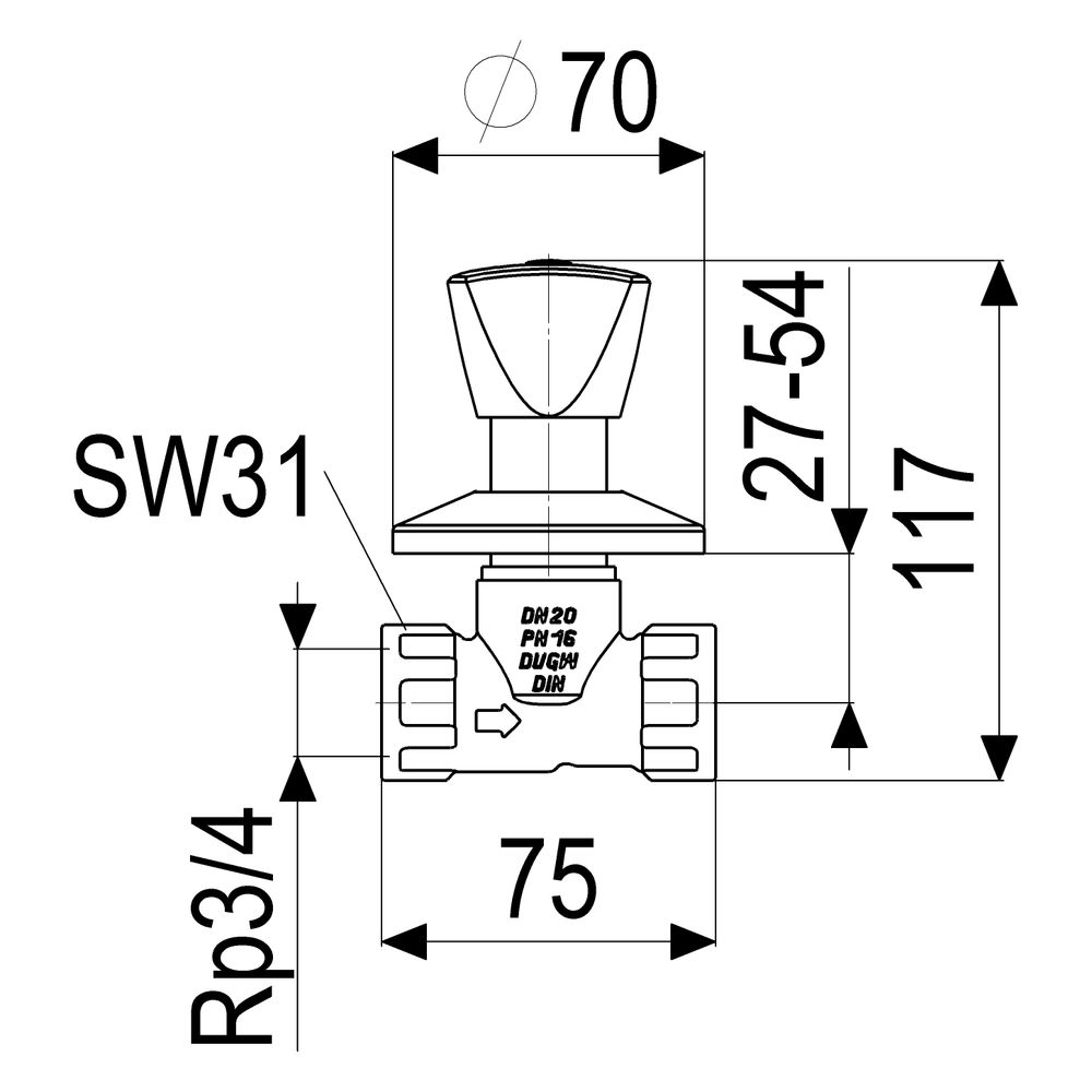 Schlösser Unterputzventil mit Dreikanthaubengriff, DN 20, 3/4" IG, Messing... SCHLOESSER-0017902000001 4044997121313 (Abb. 2)