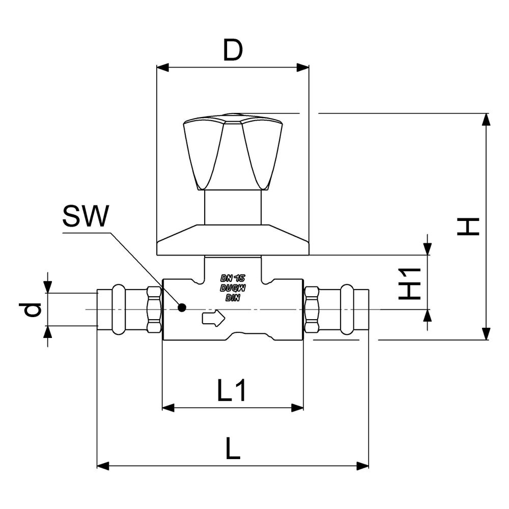 Schlösser Unterputzventil mit Dreikanthaubengriff, Pressanschluss 15mm, Messi... SCHLOESSER-0017981500001 4044997173442 (Abb. 2)