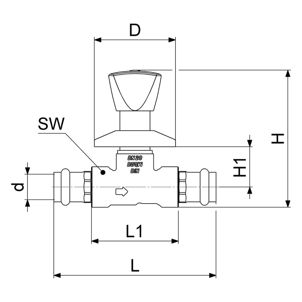 Schlösser Unterputzventil mit Dreikanthaubengriff, Pressanschluss 22mm, Messi... SCHLOESSER-0017982200001 4044997173466 (Abb. 2)