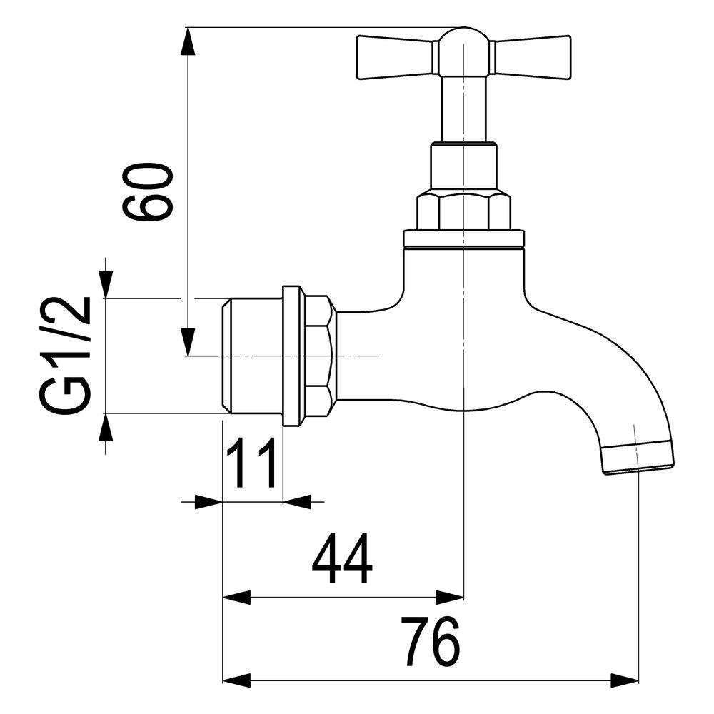 Schlösser Entleerungsventil mit gebogenem Auslauf, DN 15, 1/2" AG, Messing... SCHLOESSER-0018341500001 4044997127155 (Abb. 2)