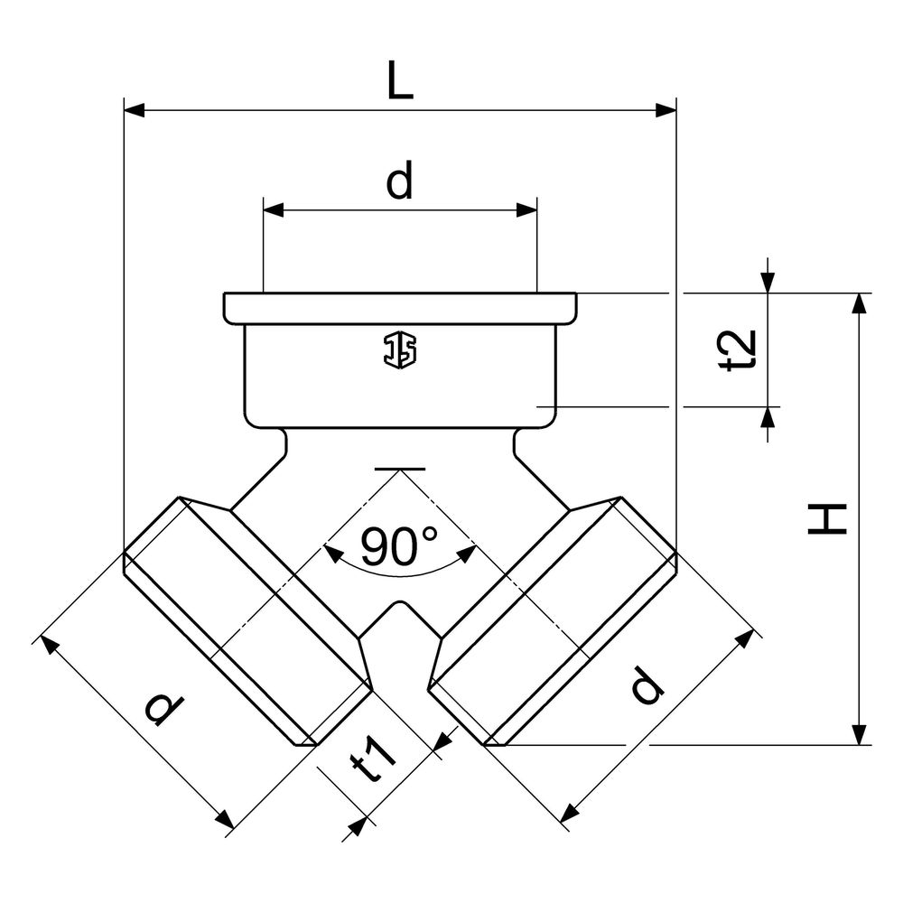 Schlösser Messing-Y-Verteilerstück, DN 20, 3/4", 2x Außengewinde, 1x Innengew... SCHLOESSER-0018452000001 4044997127650 (Abb. 2)