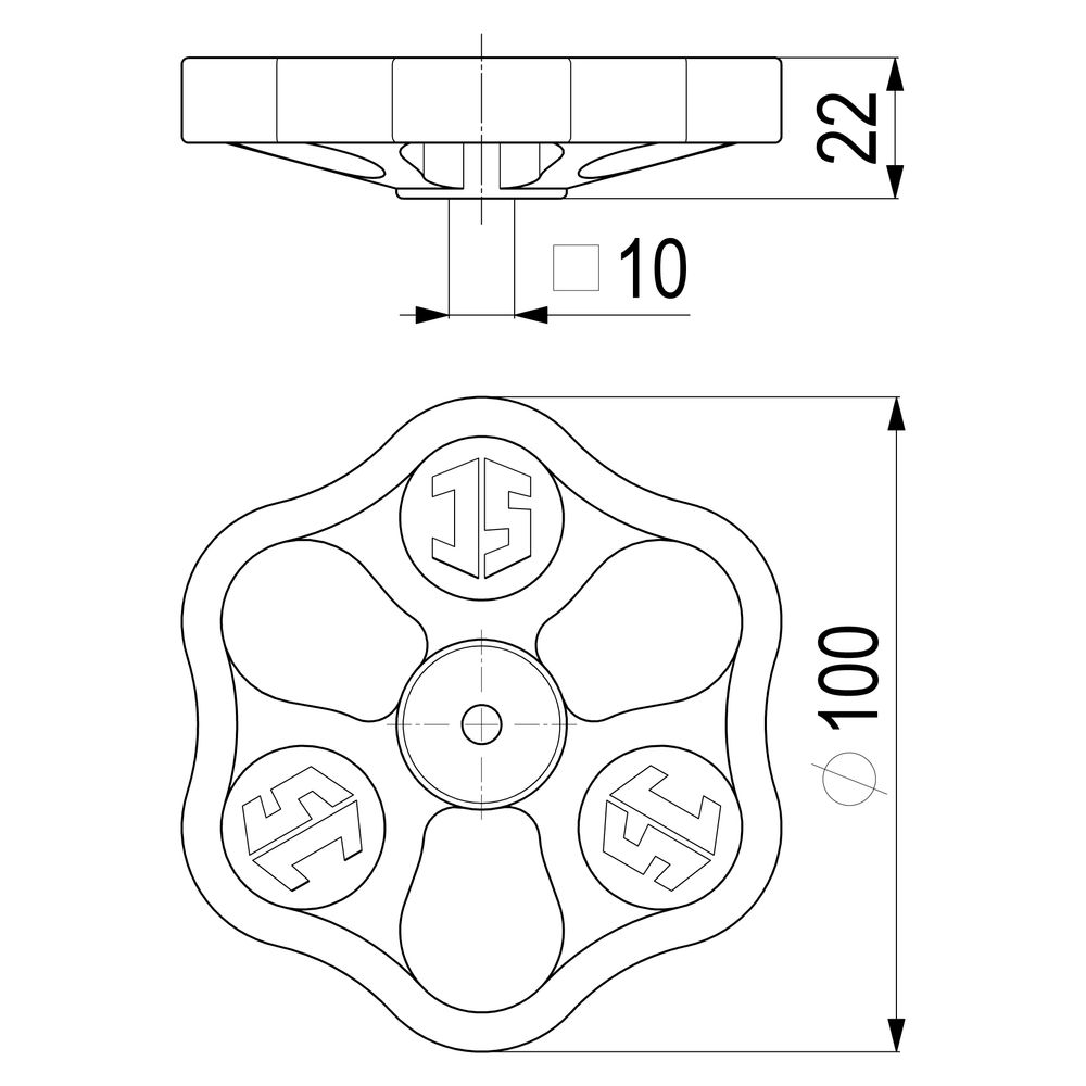 Schlösser Handrad mit Schraube und Button, 100x10mm, Polyamid, Grün... SCHLOESSER-0018591000001 4044997128688 (Abb. 3)
