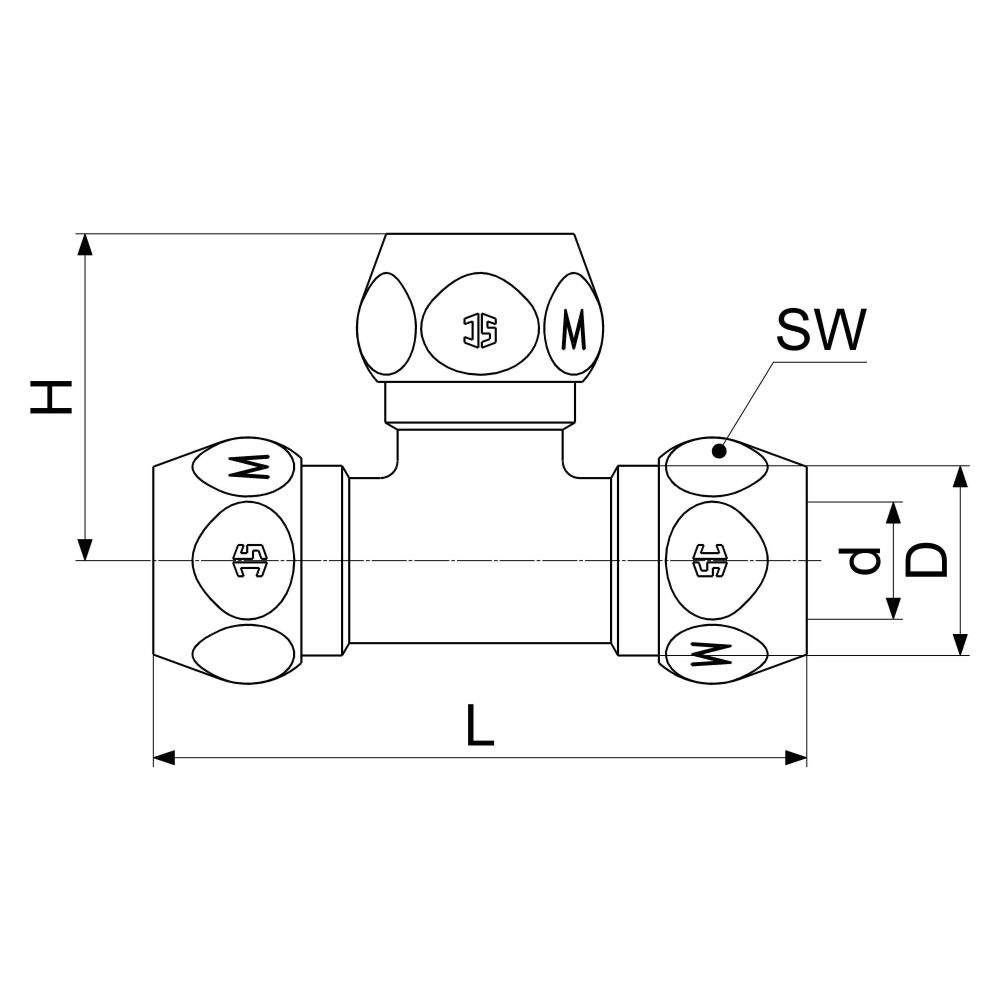 Schlösser T-Stück mit drei Quetschverschraubungen, DN 10, 3/8" x 10mm, verchr... SCHLOESSER-0018811010001 4044997130940 (Abb. 2)