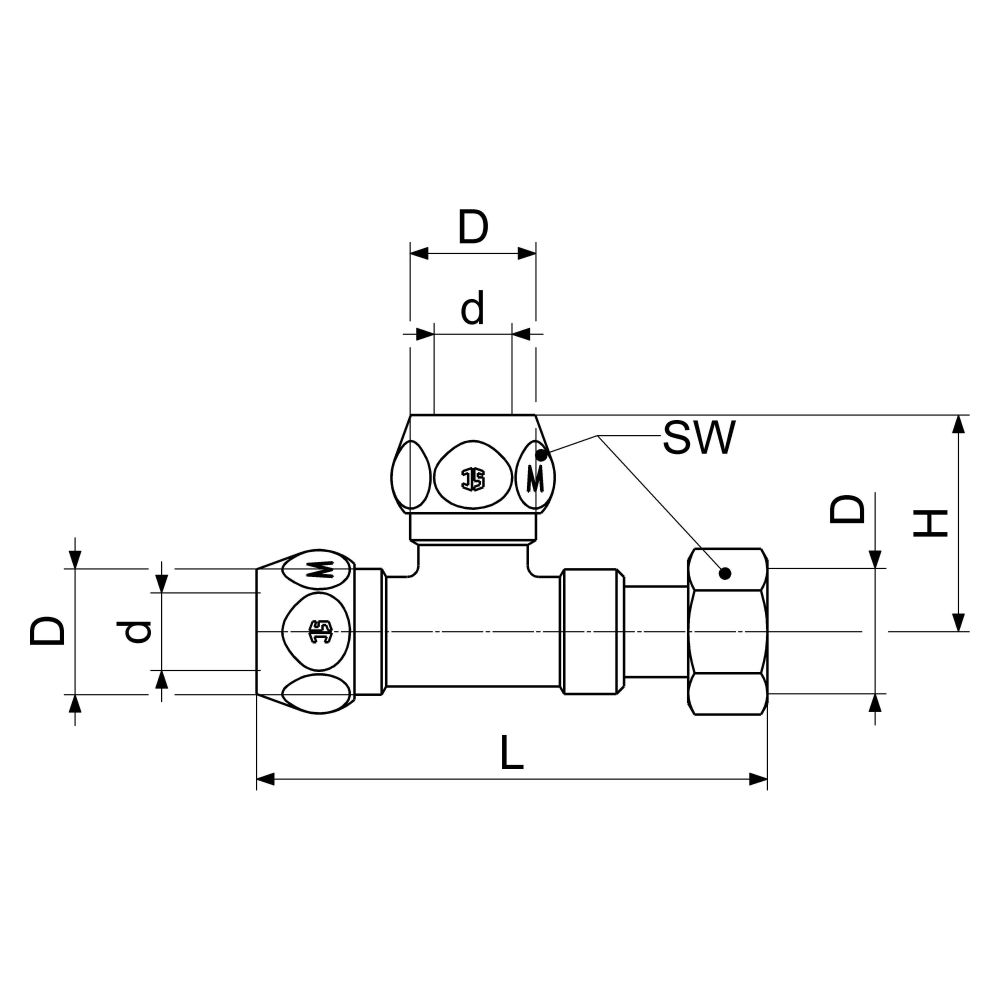 Schlösser T-Stück mit zwei Quetschverschraubungen und Überwurfmutter, DN 10, ... SCHLOESSER-0018891050001 4044997131428 (Abb. 2)
