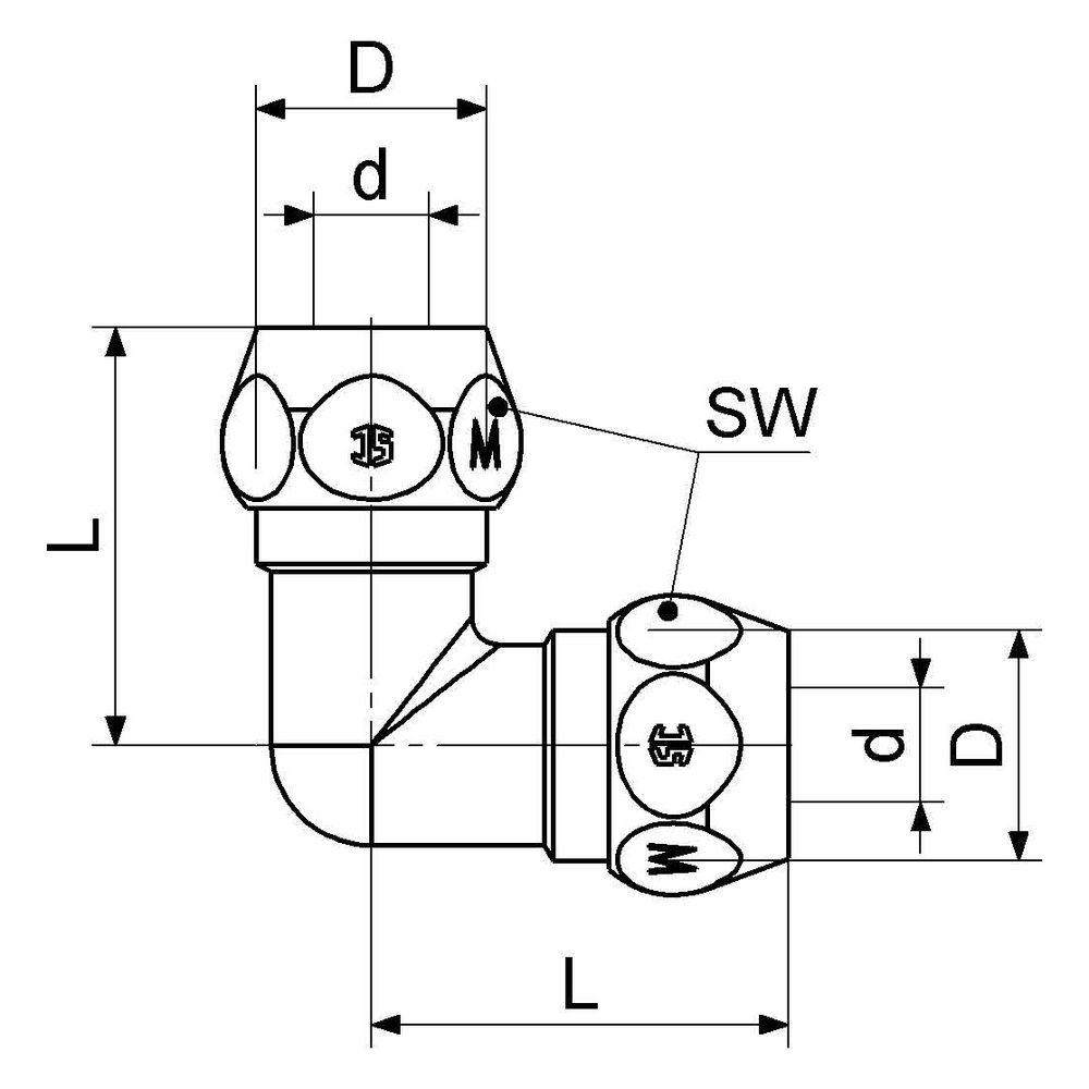 Schlösser Winkel mit 2 Quetschverschraubungen, DN 8, 3/8" x 8mm, verchromt... SCHLOESSER-0018930850001 4044997131626 (Abb. 2)