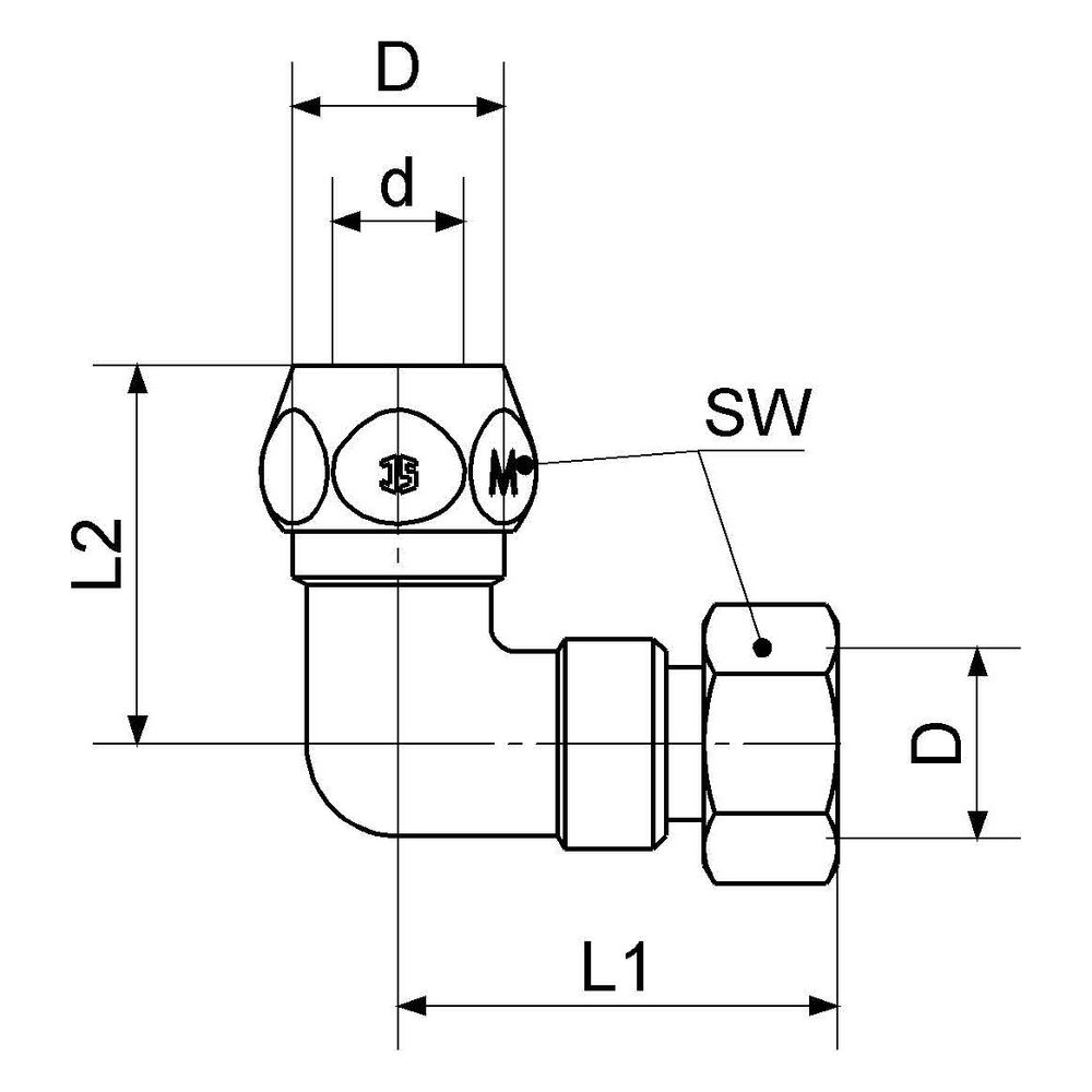 Schlösser Winkel mit 1 Quetschverschraubung und Überwurfmutter, DN 10, 3/8" x... SCHLOESSER-0018951010001 4044997131695 (Abb. 2)