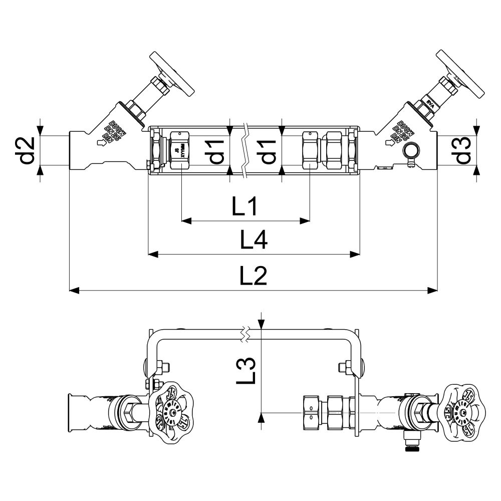 Schlösser Wasserzähler-Einbaugarnitur waagerecht, Dauerdurchfluss Q3 4m3/h, 1... SCHLOESSER-0022102500001 4044997133583 (Abb. 2)