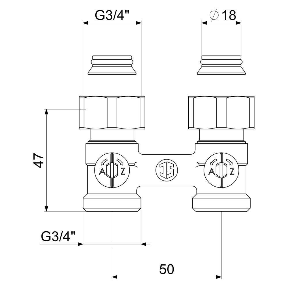 Schlösser Anschlussarmatur für Kompakt-Heizkörper, Durchgangsform Zweirohrsys... SCHLOESSER-0033402050002 4044997136874 (Abb. 2)