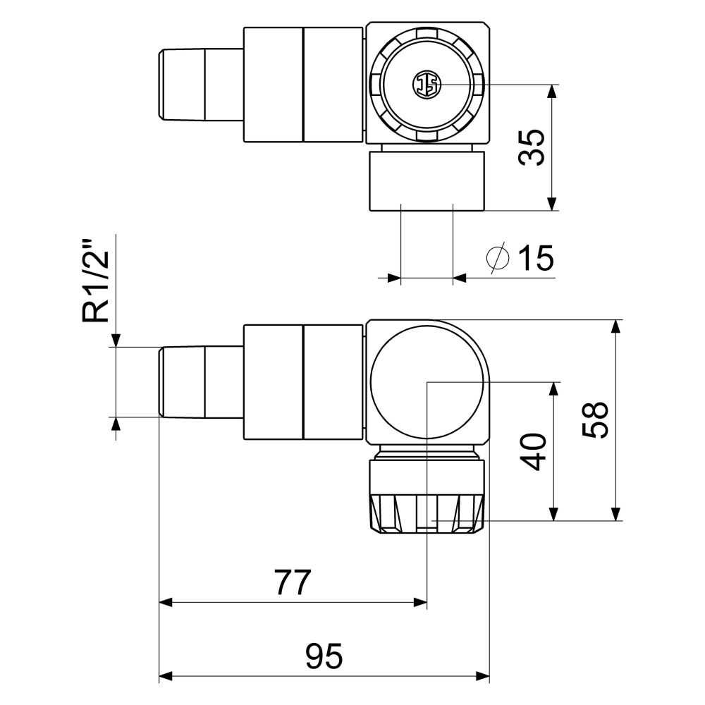 Schlösser Thermostatventil, Winkeleckform, Anschluss rechts, DN 15, 1/2", Ede... SCHLOESSER-0036101590001 4044997175682 (Abb. 2)