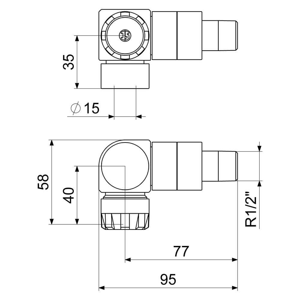 Schlösser Thermostatventil, Winkeleckform, Anschluss links, DN 15, 1/2", verc... SCHLOESSER-0036151550002 4044997137697 (Abb. 2)