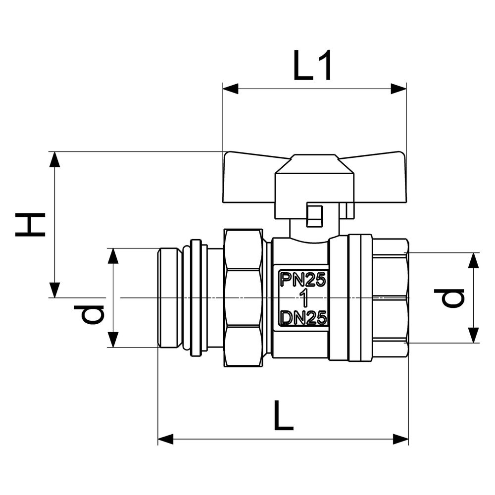 Schlösser Kugelhahn mit Verschraubung, DN 25, 1" IG x AG, Baulänge 107mm, Flü... SCHLOESSER-0065052520001 4044997144893 (Abb. 2)