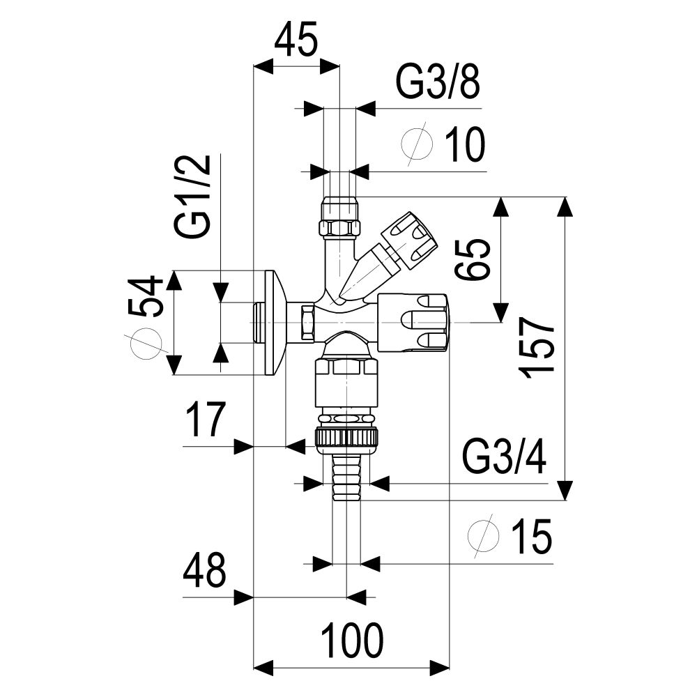 Schlösser Kombi-Eckventil selbstdichtend, mit Rohrbelüfter, Schlauchverschr. ... SCHLOESSER-0071171550001 4044997210314 (Abb. 2)