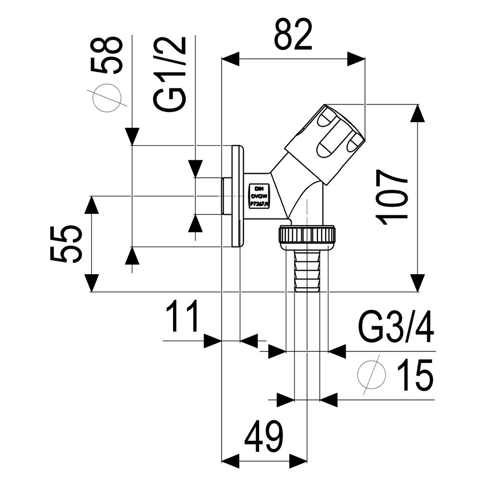 Schlösser Geräteschrägsitzventil, Schlauchverschraubung, Designgriff, DN 15, ... SCHLOESSER-0071351550001 4044997145531 (Abb. 2)