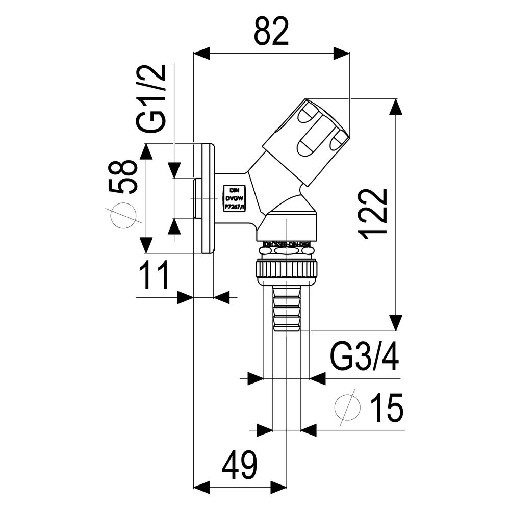 Schlösser Geräteschrägsitzventil mit Rohrbelüfter, Schlauchverschraubung und ... SCHLOESSER-0071651550001 4044997145579 (Abb. 2)