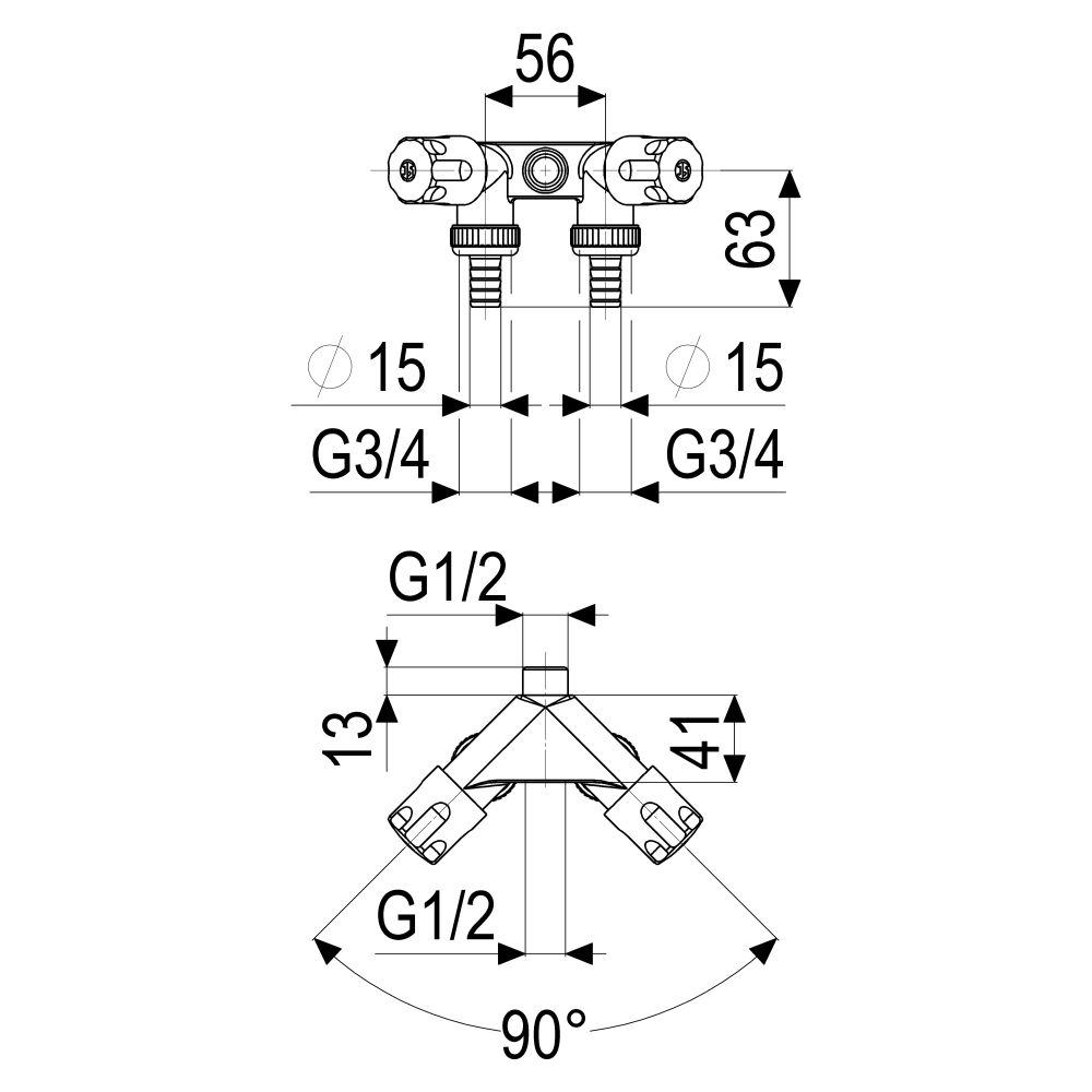 Schlösser Waschgeräte-Doppelventil mit Schlauchverschraubung und Designgriff ... SCHLOESSER-0071781550001 4044997176368 (Abb. 2)