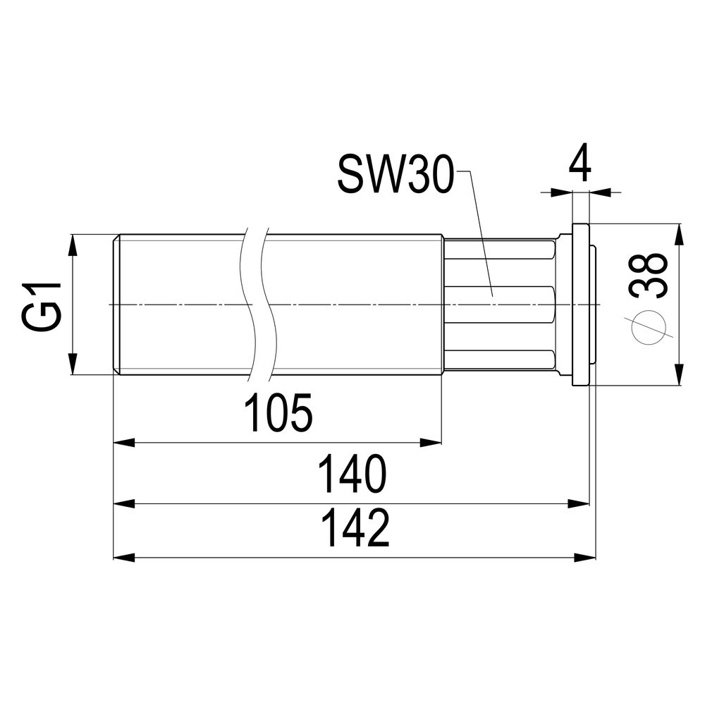 Schlösser Zwischenstück, 140mm ablängbar, Eingang 1"... SCHLOESSER-0074422500001 4044997161029 (Abb. 2)