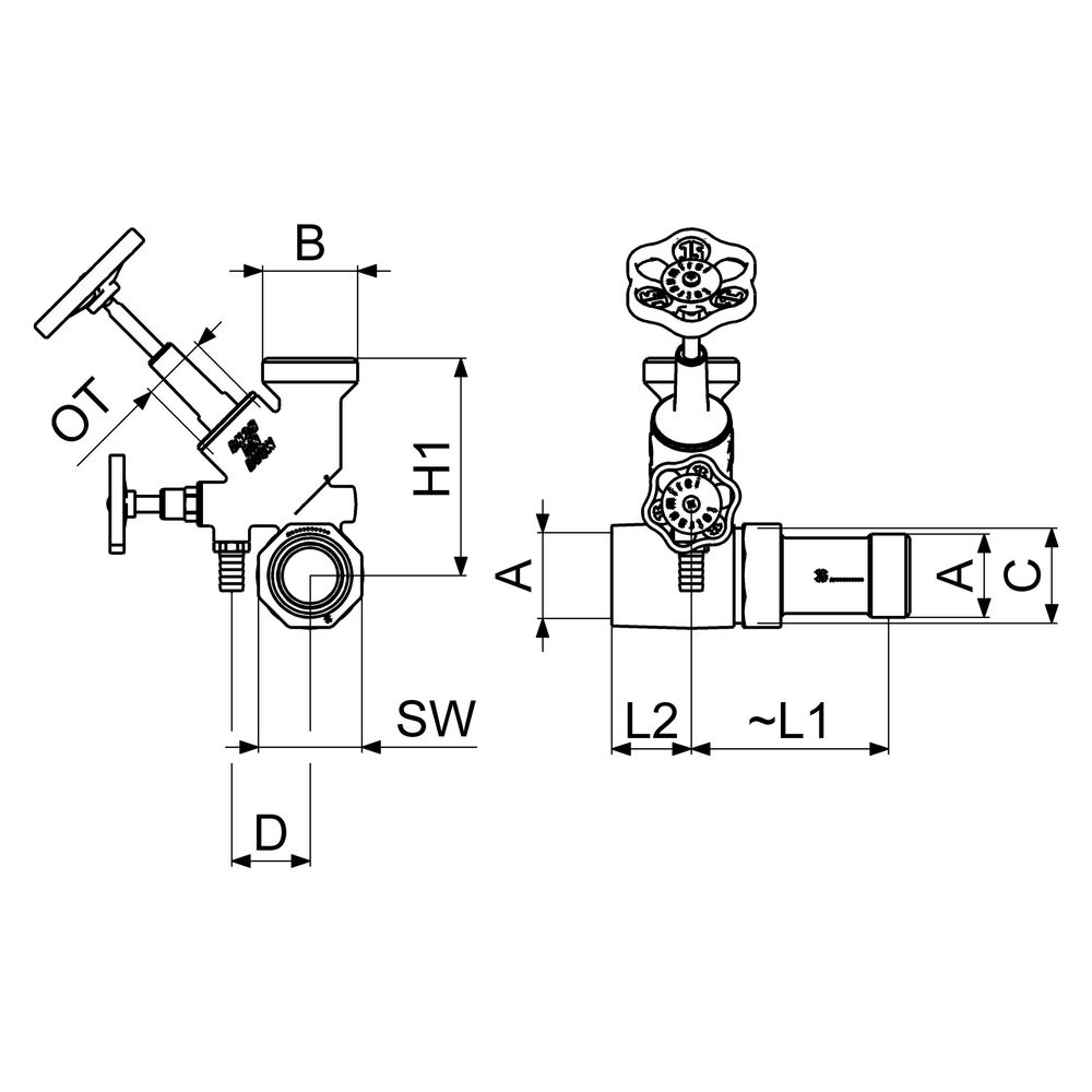 Schlösser Abzweig-T-Ventil, KFR-Ventil mit steigender Spindel, DN 40, Eingang... SCHLOESSER-0076004001001 4044997161388 (Abb. 2)