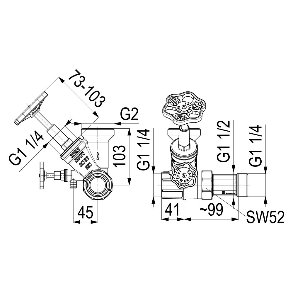 Schlösser Abzweig-T-Ventil, Freistromventil mit steigender Spindel, DN 32, Ei... SCHLOESSER-0075003202001 4044997146415 (Abb. 3)