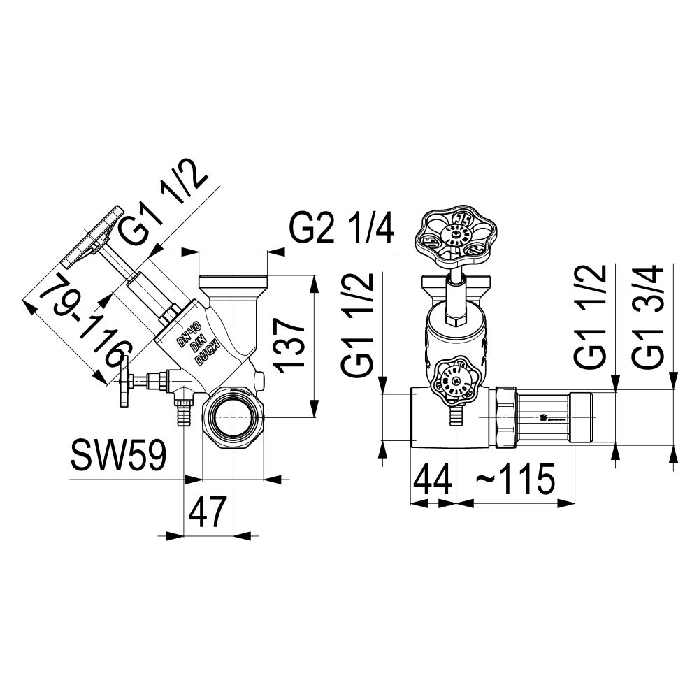 Schlösser Abzweig-T-Ventil, Freistromventil mit steigender Spindel, DN 40, Ei... SCHLOESSER-0075004002001 4044997146453 (Abb. 3)