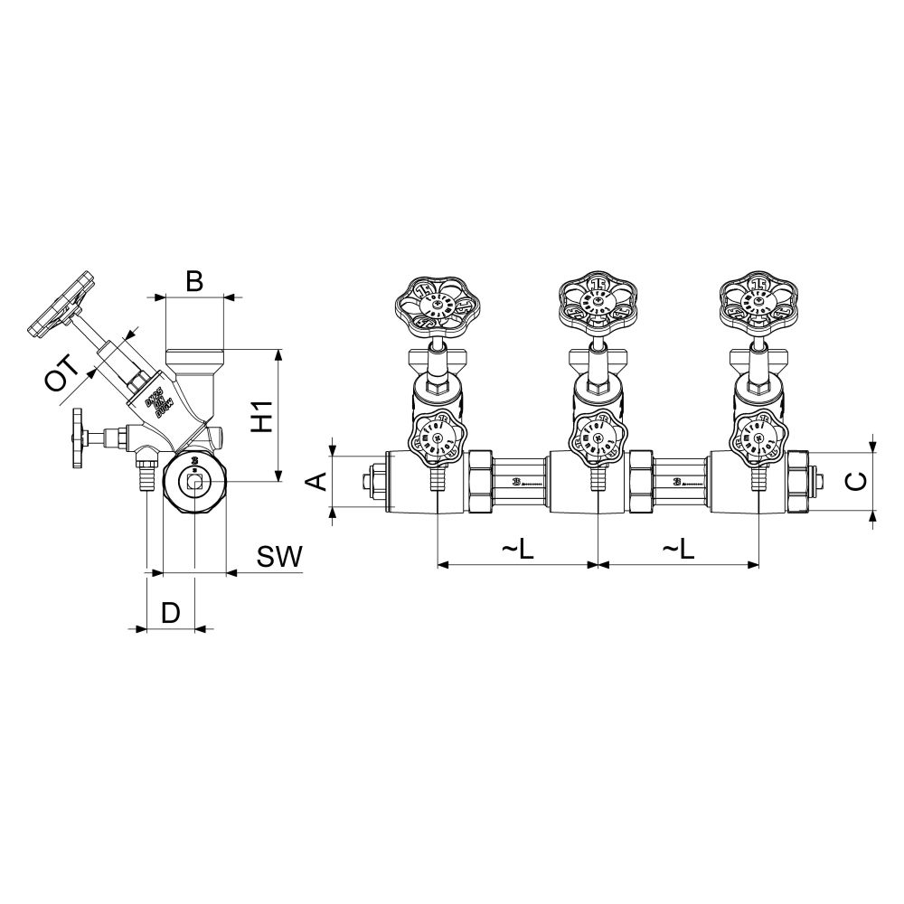 Schlösser ATV-Verteiler mit steigender Spindel, 5-fach, DN 32, Eingang 1 1/4"... SCHLOESSER-0075553201001 4044997227503 (Abb. 2)