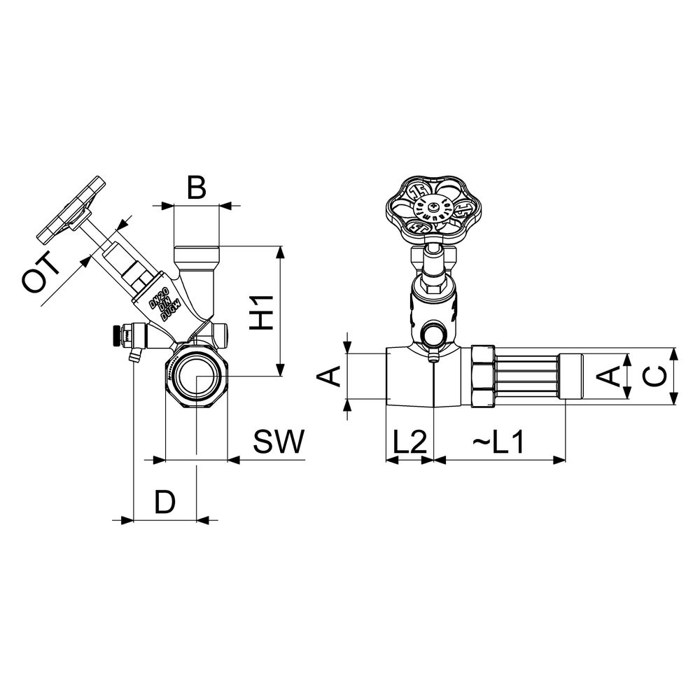 Schlösser Abzweig-T-Ventil, KFR-Ventil mit steigender Spindel, DN 20, Eingang... SCHLOESSER-0076002002001 4044997161333 (Abb. 3)
