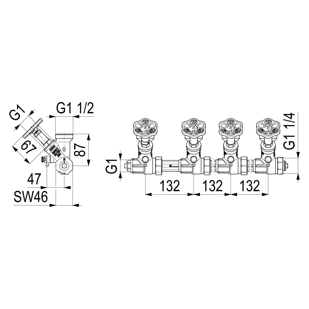 Schlösser ATV-Verteiler mit nichtsteigender Spindel, 4-fach, DN 25, Eingang 1... SCHLOESSER-0077542502001 4044997161524 (Abb. 2)