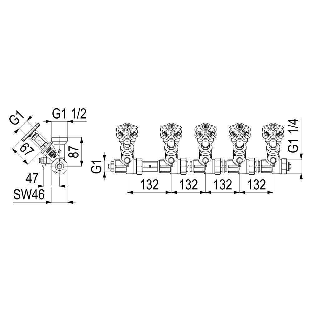 Schlösser ATV-Verteiler mit nichtsteigender Spindel, 5-fach, DN 25, Eingang 1... SCHLOESSER-0077552502001 4044997176900 (Abb. 2)
