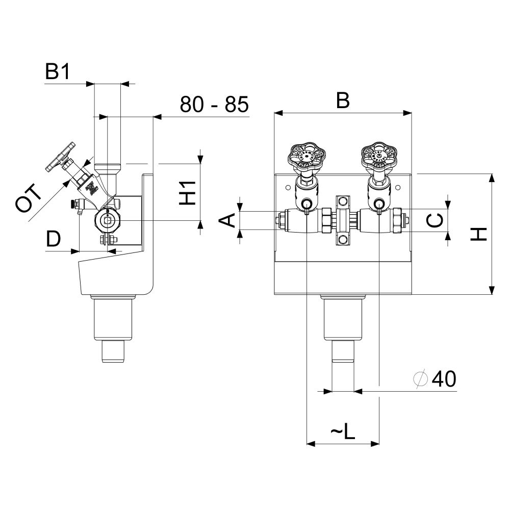 Schlösser ATV-Station mit nichtsteigender Spindel, 2-fach, DN 25, Eingang 1",... SCHLOESSER-0077622502001 4044997177013 (Abb. 2)