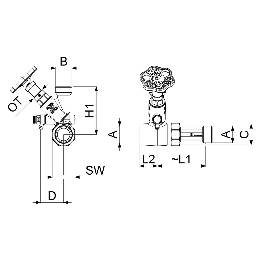 Schlösser Abzweig-T-Ventil KFR, Freistromventil mit nichtsteigender Spindel, ... SCHLOESSER-0078002002001 4044997181607 (Abb. 2)