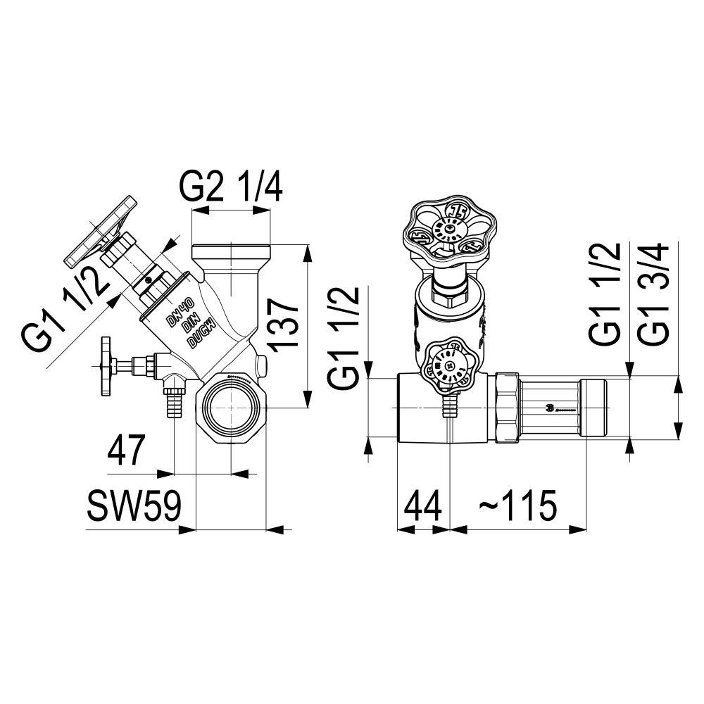 Schlösser Abzweig-T-Ventil KFR, Freistromventil mit nichtsteigender Spindel, ... SCHLOESSER-0078004002001 4044997161708 (Abb. 2)