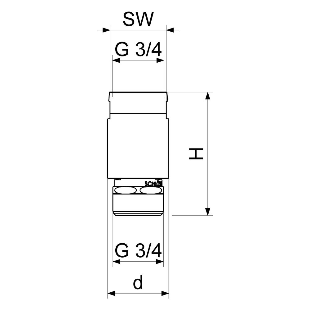 Schlösser Durchfluss-Rohrbelüfter mit Rückflussverhinderer, DN 20, 3/4" IG x ... SCHLOESSER-0081812050001 4044997201930 (Abb. 2)