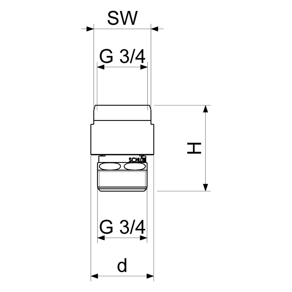 Schlösser Durchfluss-Rohrbelüfter ohne Rückflussverhinderer, DN 20, 3/4" IG x... SCHLOESSER-0081912050001 4044997201947 (Abb. 2)