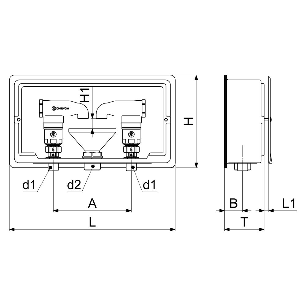Schlösser Rohrbelüfter Bauform E, 2-fach, Unterputz, 1/2" x 1" x 1/2", Messin... SCHLOESSER-0082081500001 4044997184363 (Abb. 2)