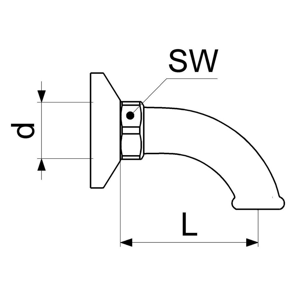 Schlösser Auslaufbogen mit 3/4" AG und Rosette 65mm, verchromt poliert... SCHLOESSER-0082092050001 4044997195659 (Abb. 2)