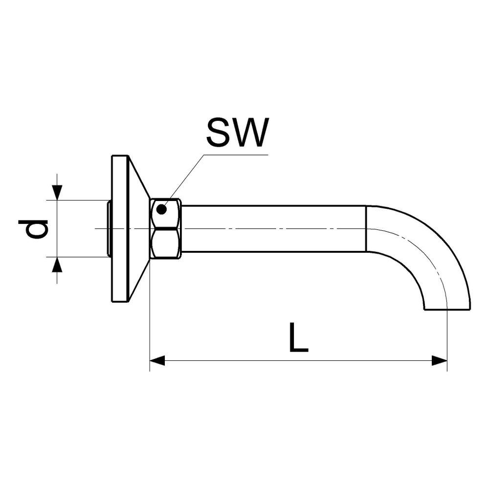 Schlösser Auslaufbogen mit 1/2" AG und Rosette 110mm, verchromt poliert... SCHLOESSER-0082101550001 4044997195666 (Abb. 2)