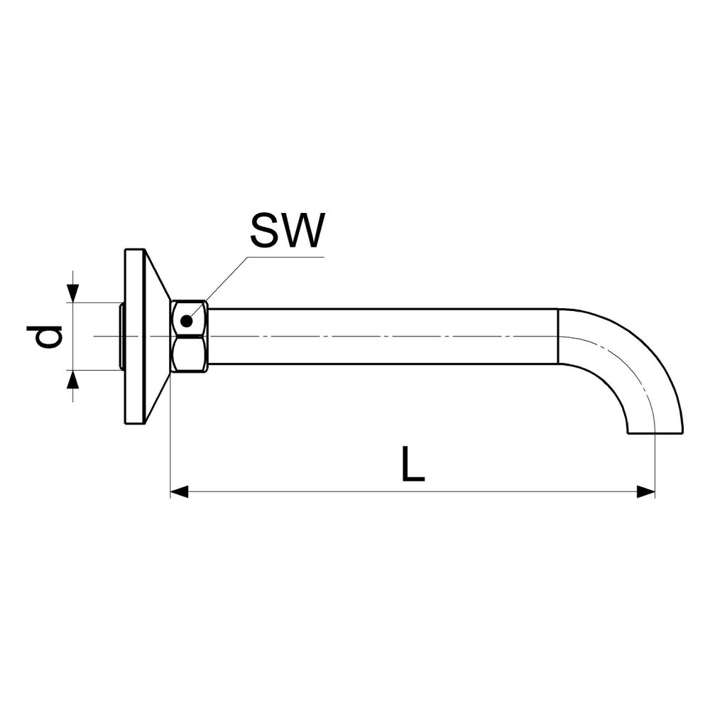 Schlösser Auslaufbogen mit 1/2" AG und Rosette 150mm, verchromt poliert... SCHLOESSER-0082121550001 4044997195697 (Abb. 2)